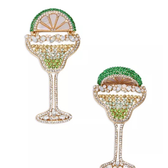 BAUBLEBAR - On The Rocks Crystal & Shell Cocktail Glass Drop Earrings in Gold To - Picture 1 of 4